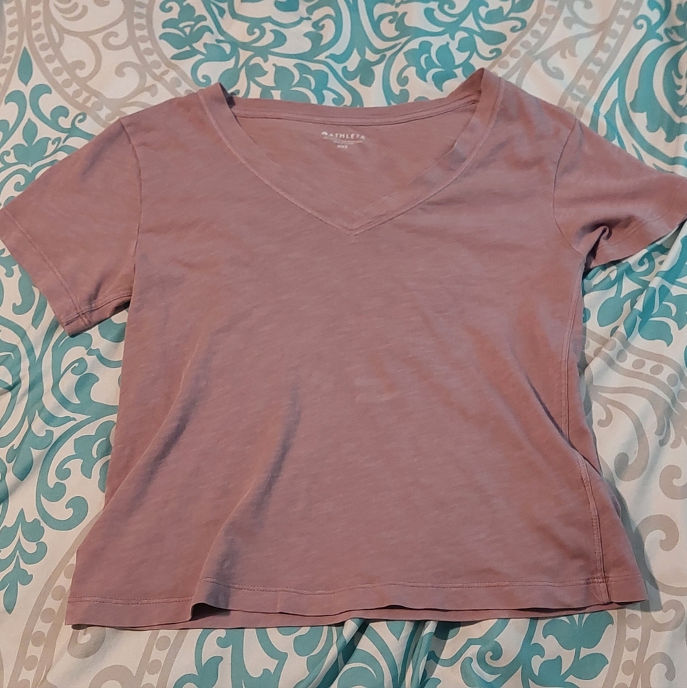 Athleta Crop V Neck Tee Womens XXS Cascadia Violet